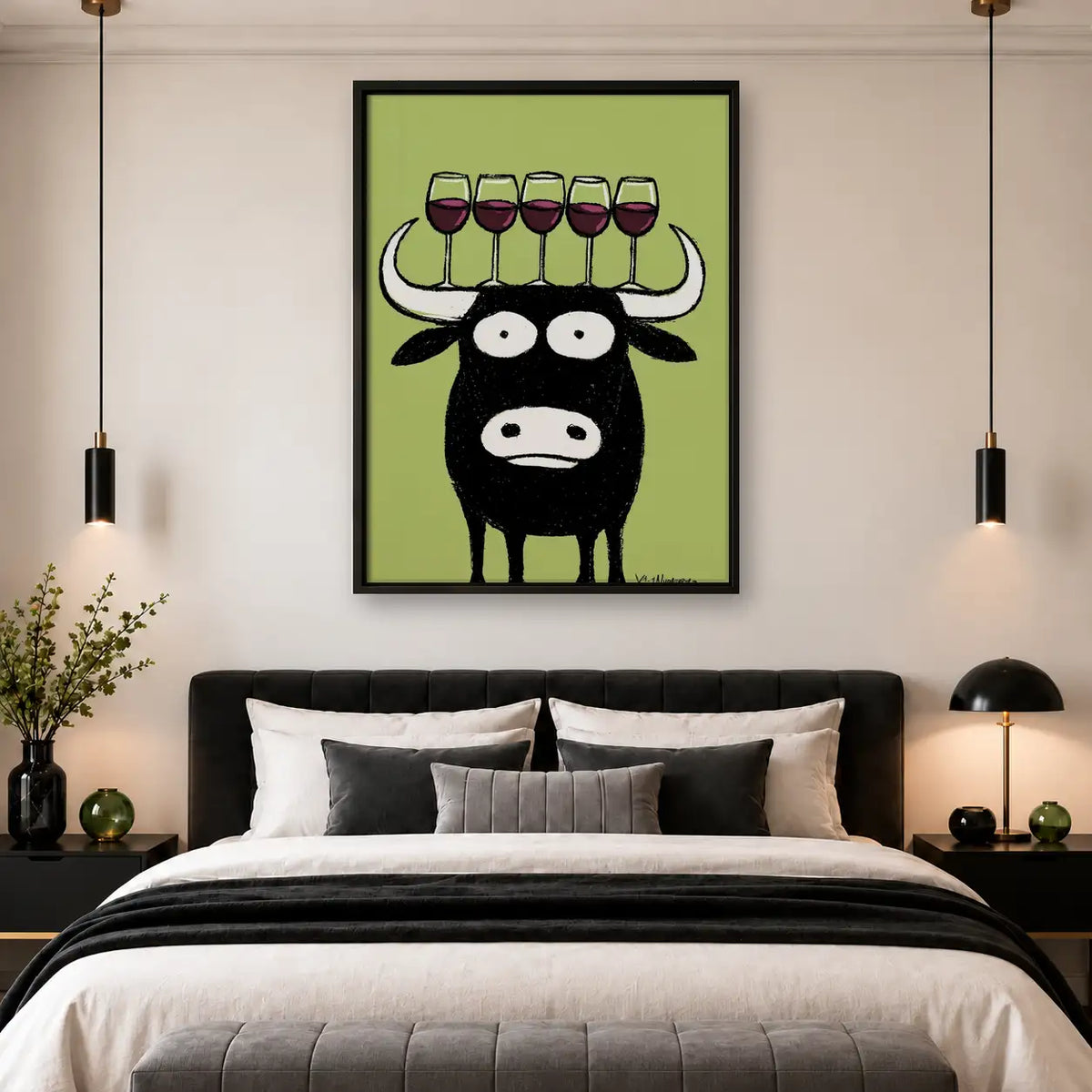 Cow Balancing Wine Glasses Wall Art 4