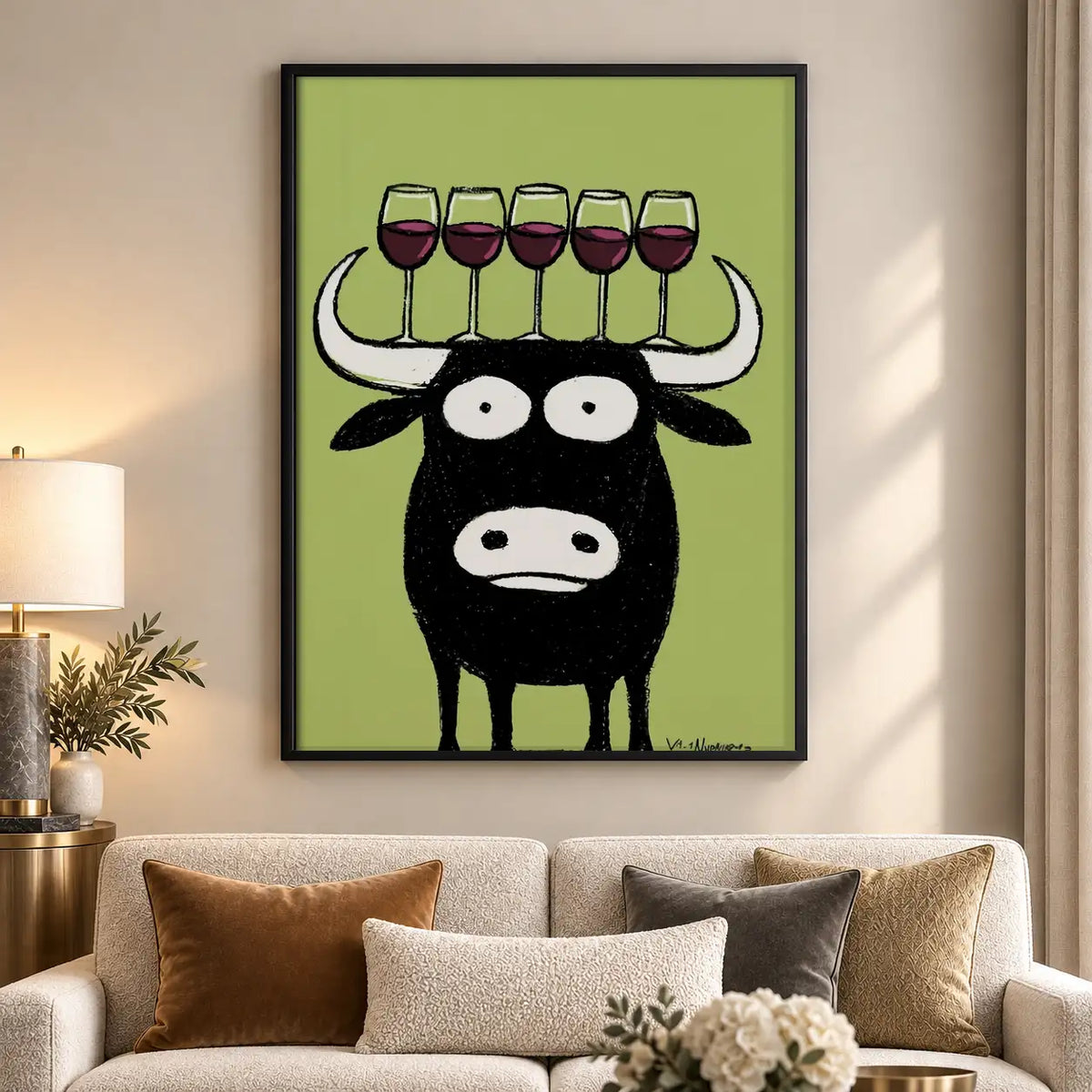 Cow Balancing Wine Glasses Wall Art 5