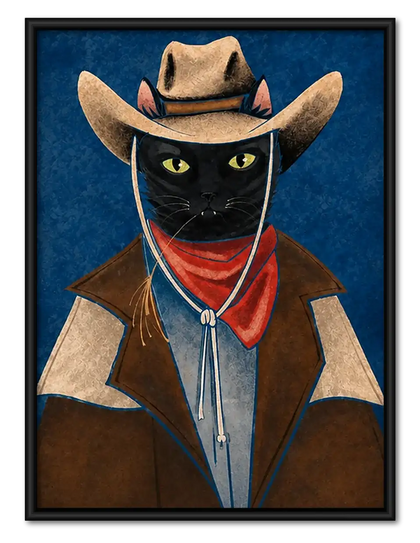 Cowboy Black Cat Portrait Wall Art