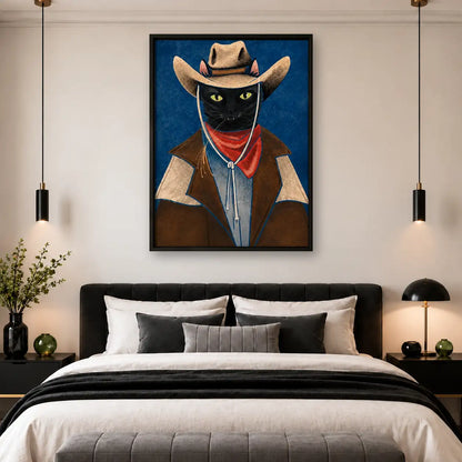 Cowboy Black Cat Portrait Wall Art 4