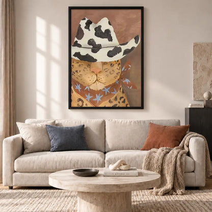 Cowboy Cat with Leopard Scarf Wall Art 2