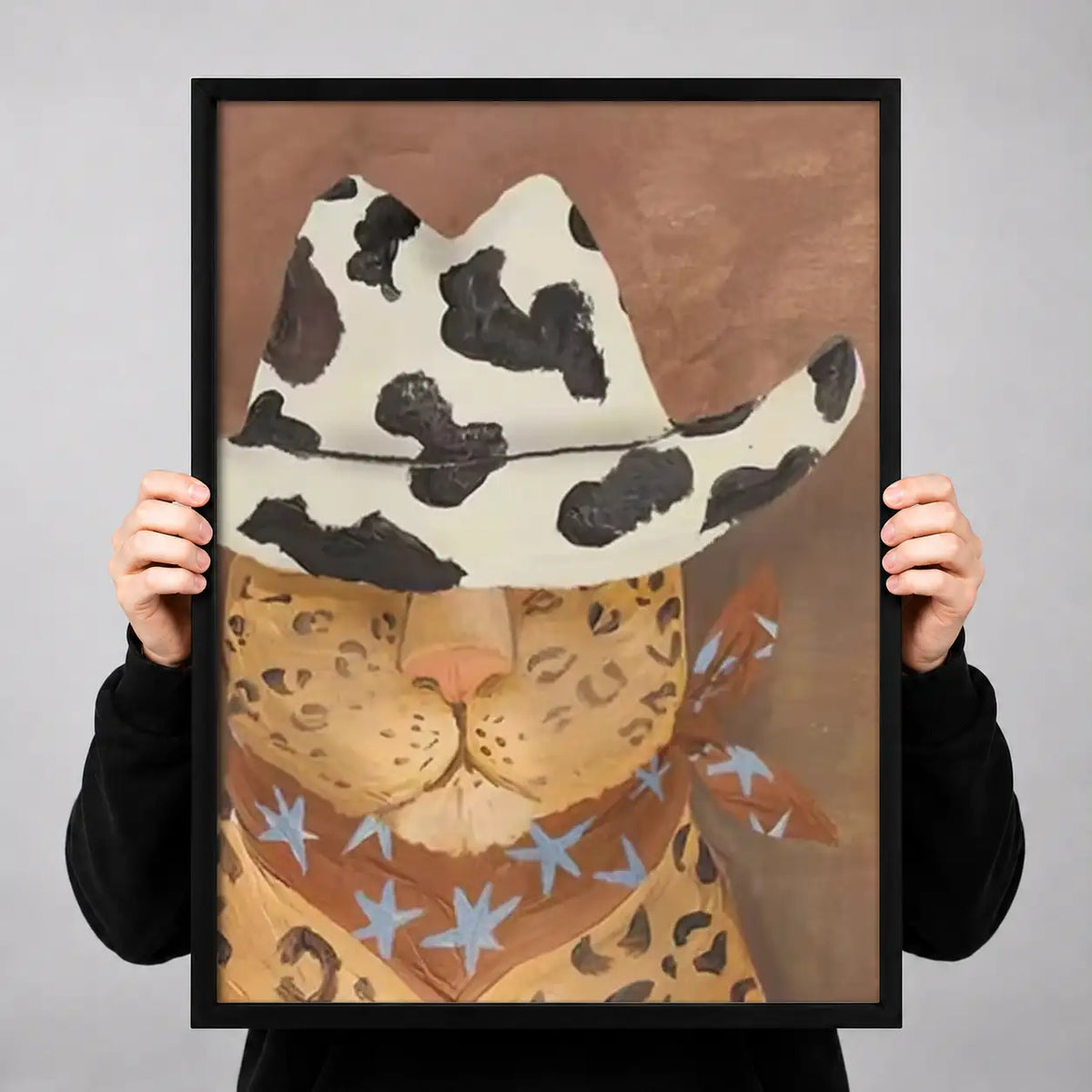 Cowboy Cat with Leopard Scarf Wall Art 3