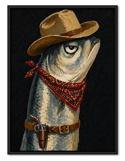 Cowboy Fish Portrait Wall Art 1
