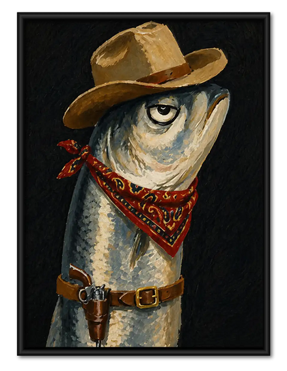 Cowboy Fish Portrait Wall Art