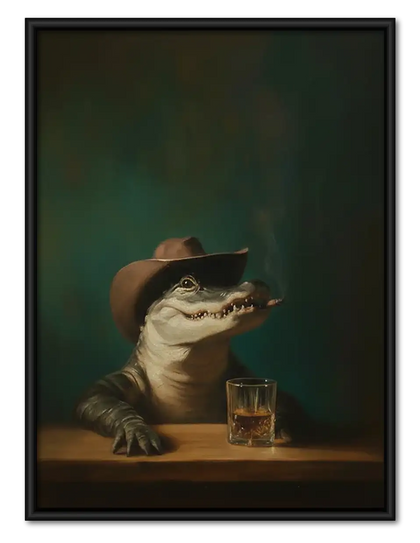 Cowboy Frog with Whiskey Wall Art