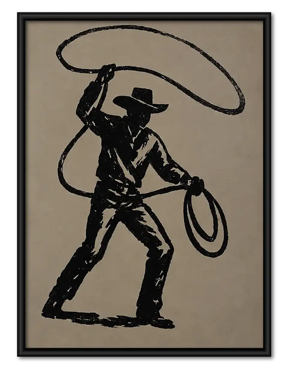 Cowboy Lasso Silhouette Wall Art 1