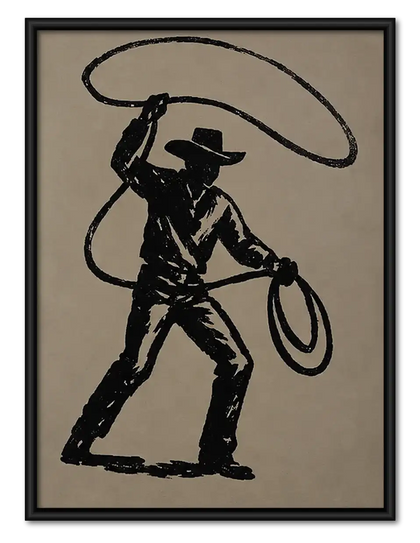 Cowboy Lasso Silhouette Wall Art