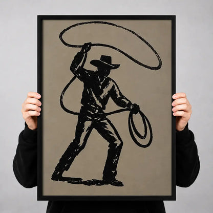 Cowboy Lasso Silhouette Wall Art 3