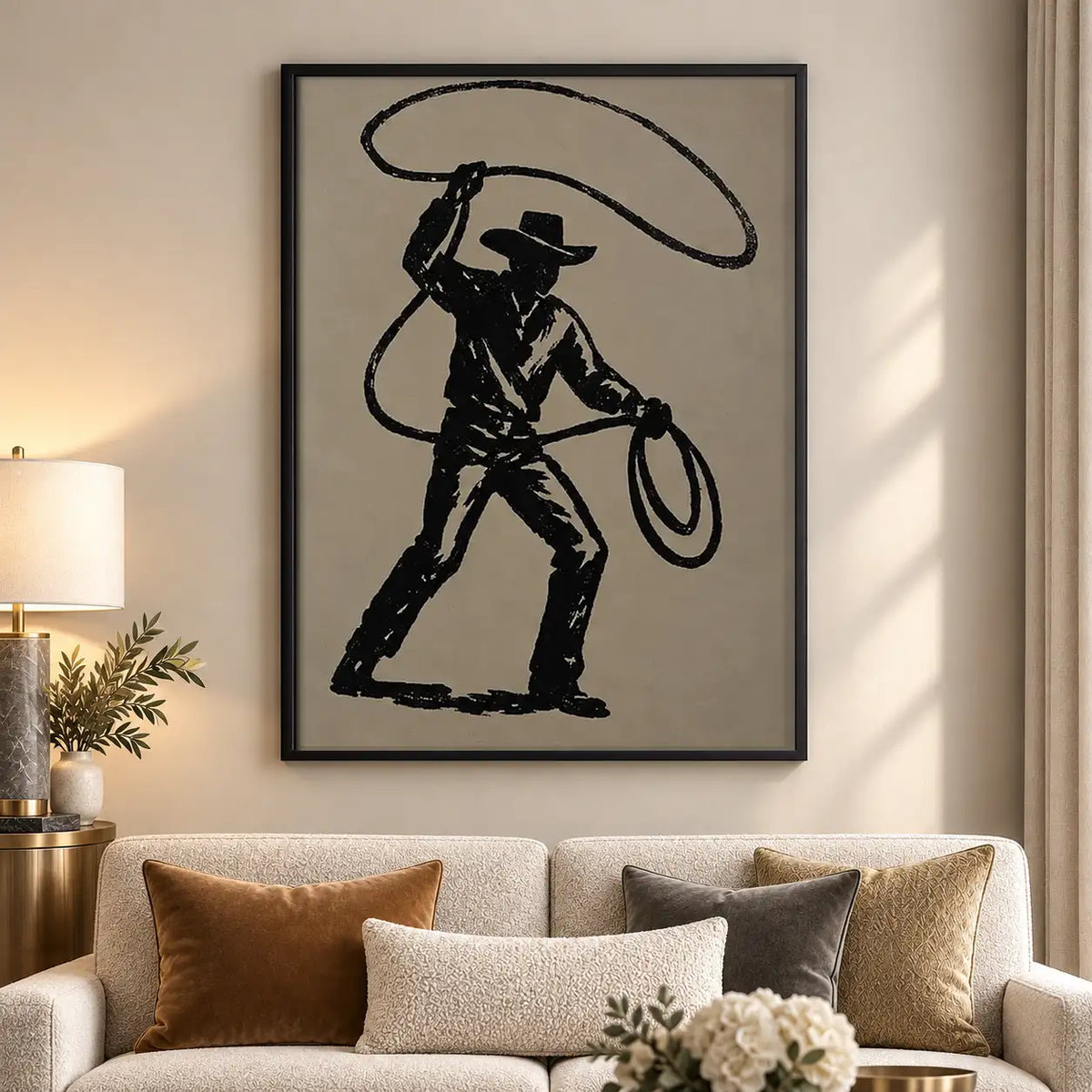 Cowboy Lasso Silhouette Wall Art 5