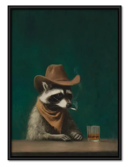 Cowboy Raccoon with Whiskey Wall Art