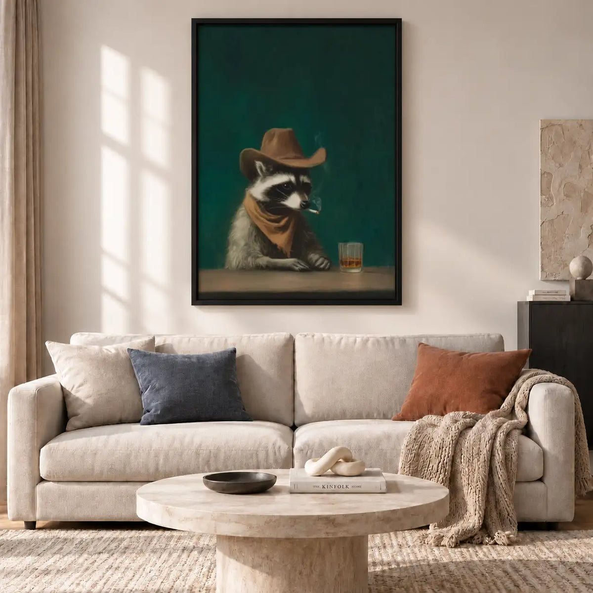 Cowboy Raccoon with Whiskey Wall Art 2