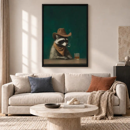 Cowboy Raccoon with Whiskey Wall Art 2