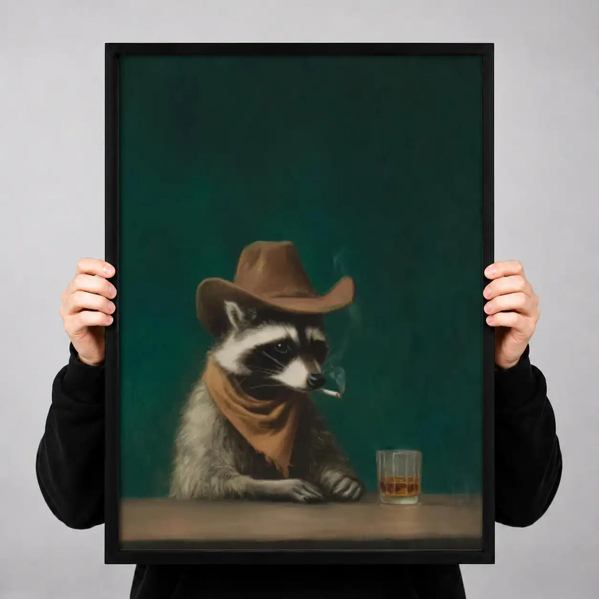 Cowboy Raccoon with Whiskey Wall Art 3