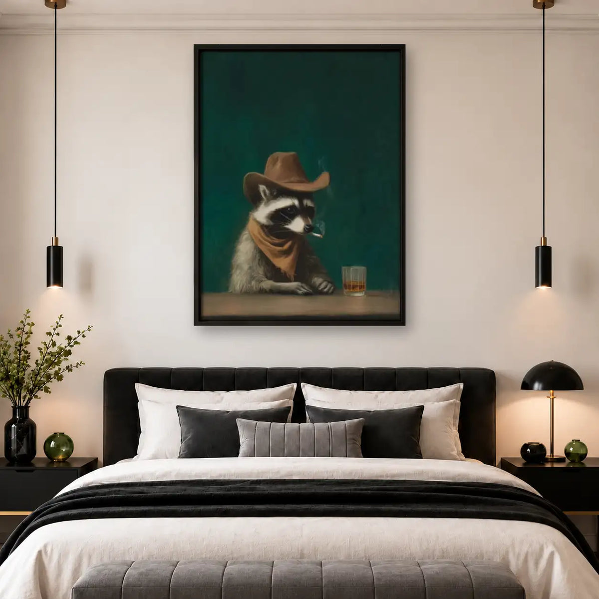 Cowboy Raccoon with Whiskey Wall Art 4