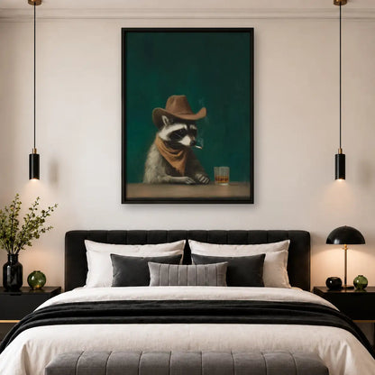 Cowboy Raccoon with Whiskey Wall Art 4