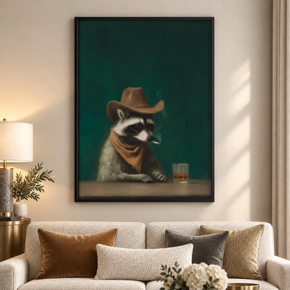Cowboy Raccoon with Whiskey Wall Art 5