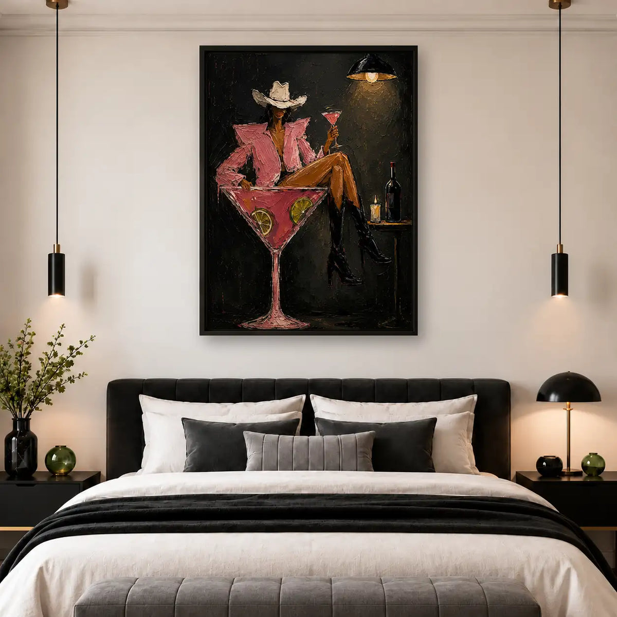 Cowboy Sitting in Martini Glass Wall Art 4