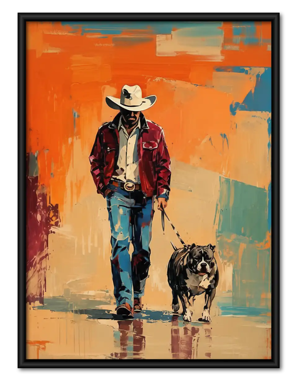 Cowboy Walking with Dog Wall Art 1