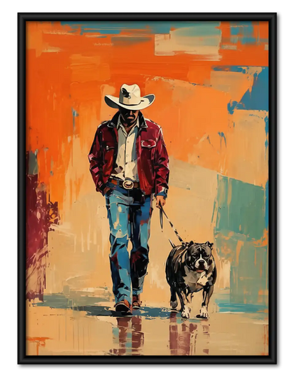 Cowboy Walking with Dog Wall Art