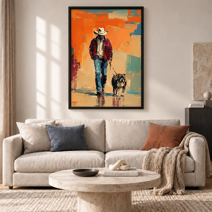Cowboy Walking with Dog Wall Art 2