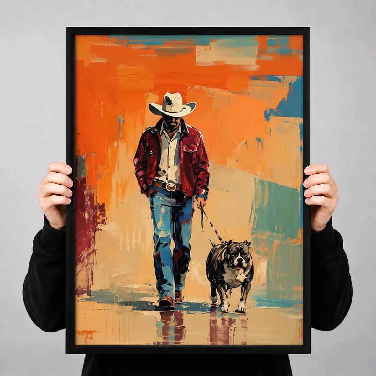 Cowboy Walking with Dog Wall Art 3