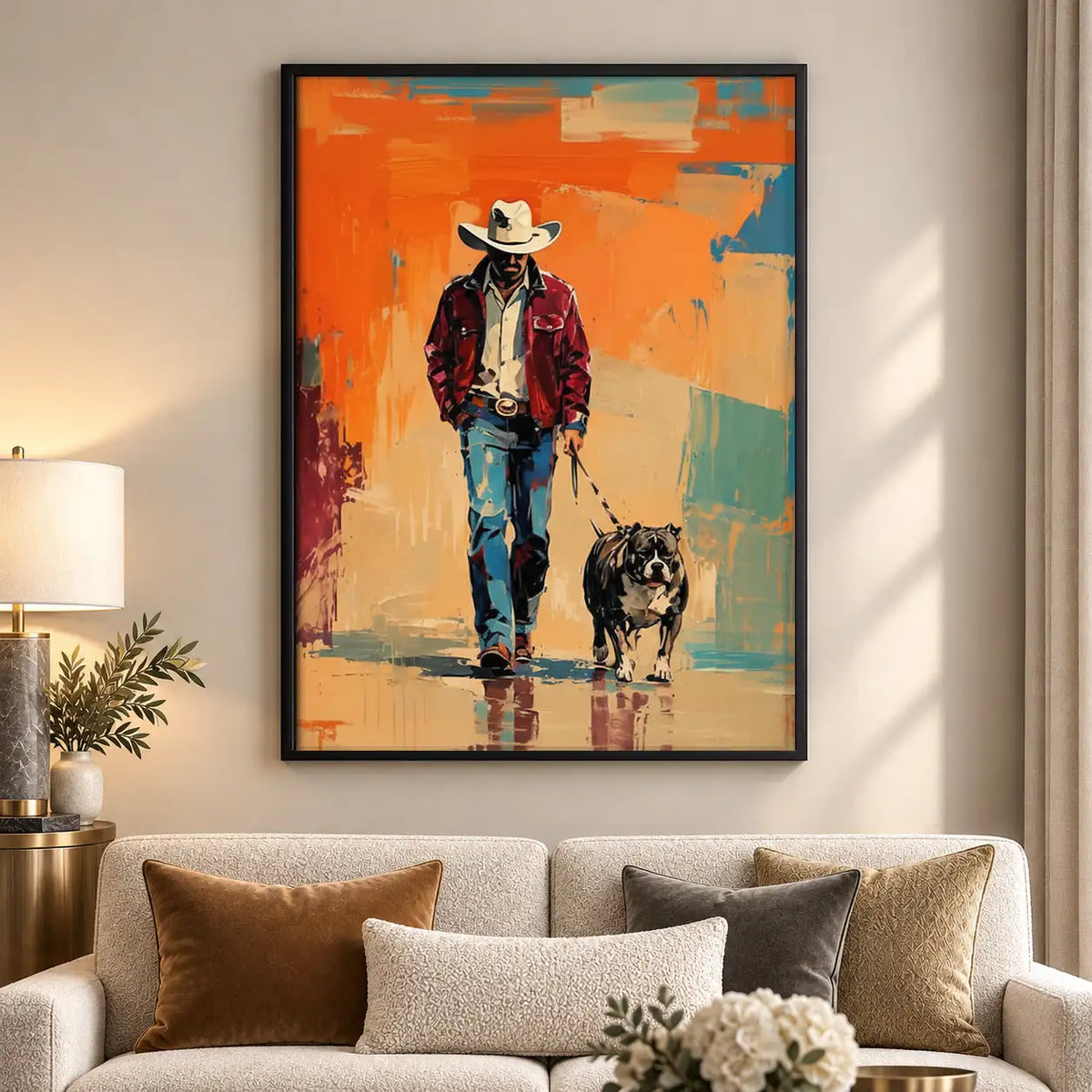 Cowboy Walking with Dog Wall Art 5