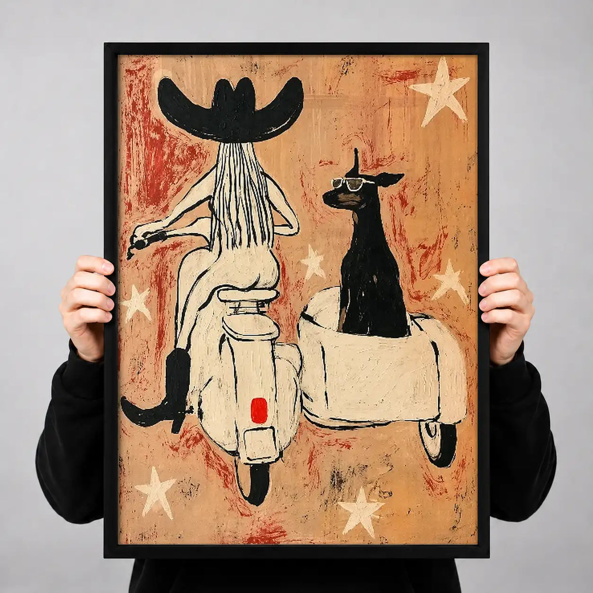 Cowboys Resting Beside Black Dog Wall Art 3