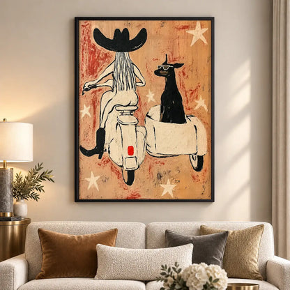 Cowboys Resting Beside Black Dog Wall Art 5