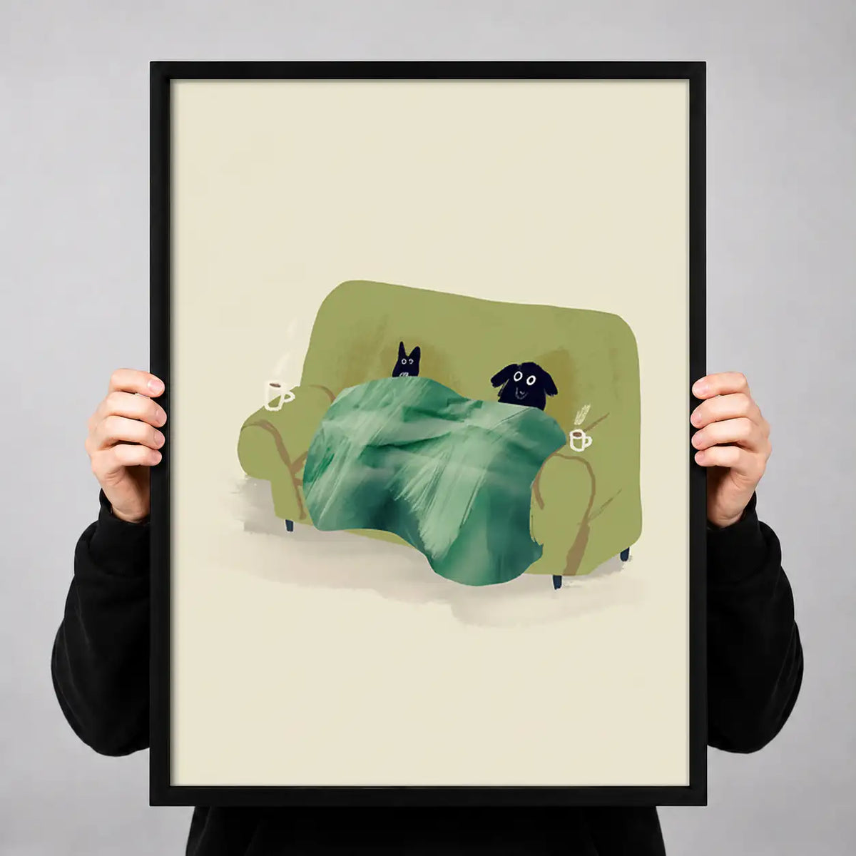 Cozy Black Cat Resting in Bed Wall Art 3