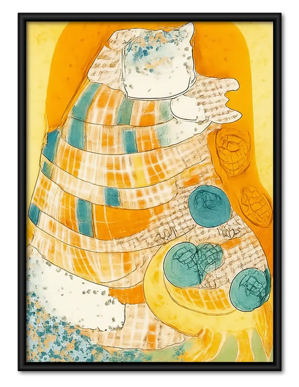 Cream Patchwork Cat Portrait Wall Art