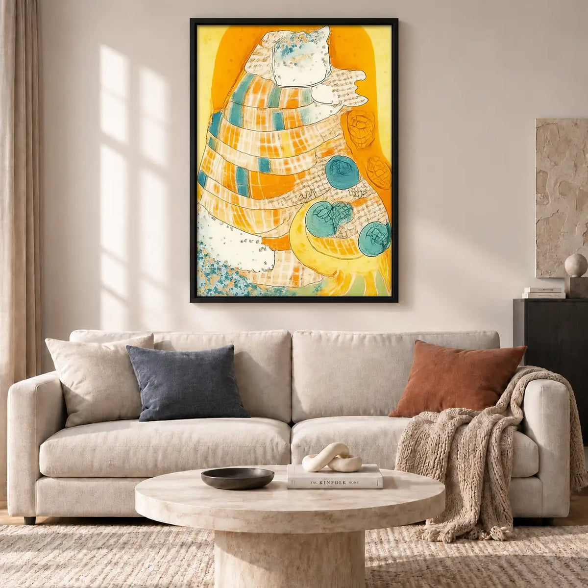 Cream Patchwork Cat Portrait Wall Art 2