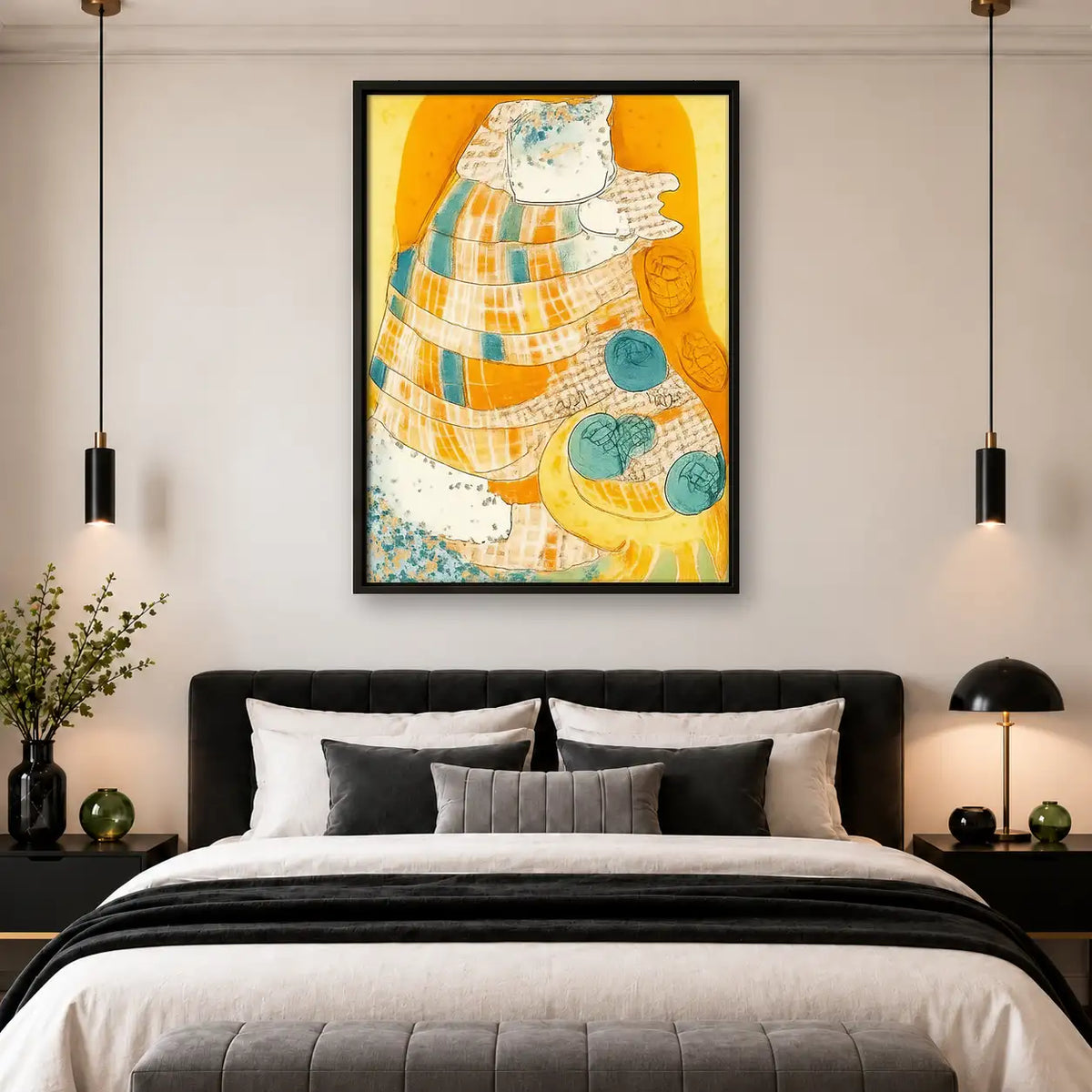 Cream Patchwork Cat Portrait Wall Art 4