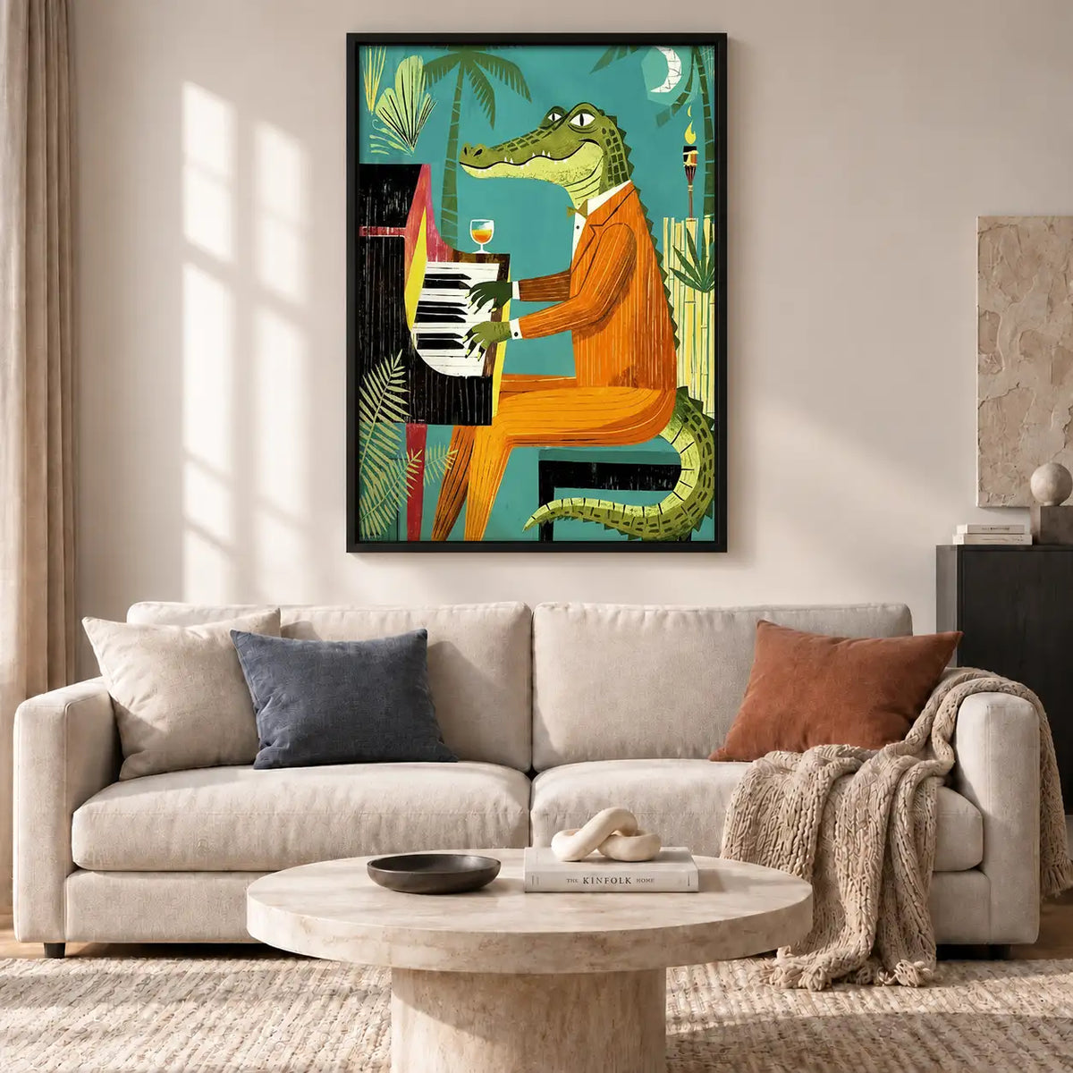 Crocodile Playing Piano in Palm Lounge Wall Art 2