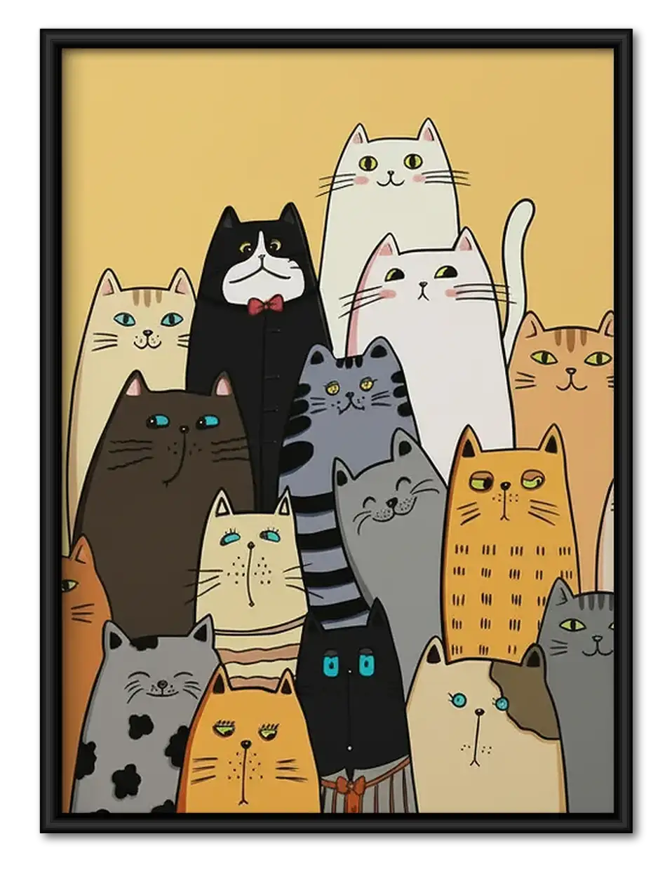 Crowd of Colorful Cats Wall Art 1