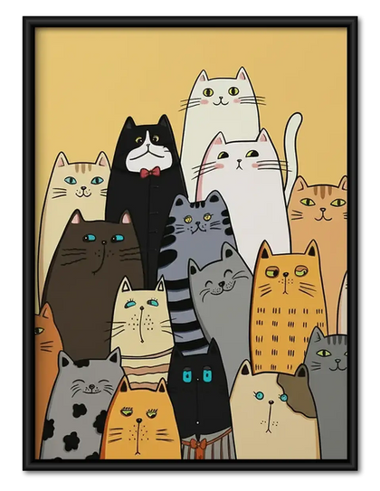 Crowd of Colorful Cats Wall Art