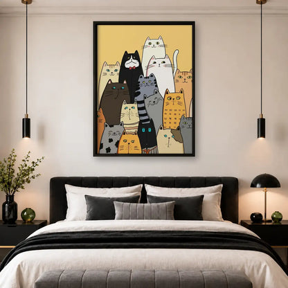 Crowd of Colorful Cats Wall Art 4