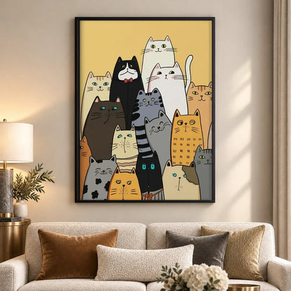 Crowd of Colorful Cats Wall Art 5