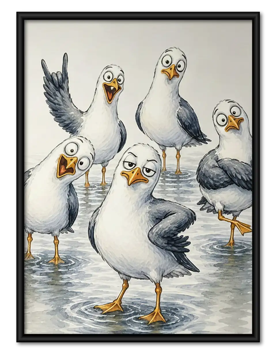 Crowd of Curious Seagulls Wall Art 1