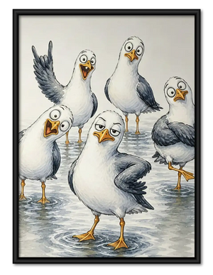 Crowd of Curious Seagulls Wall Art