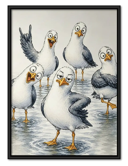 Crowd of Curious Seagulls Wall Art 1