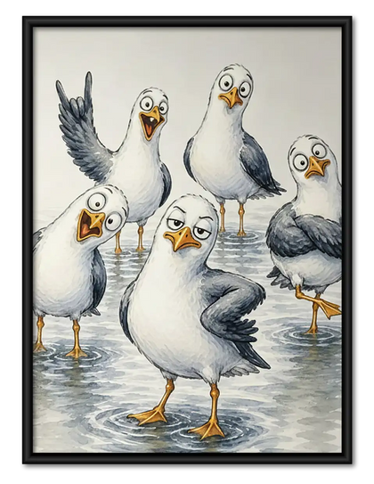 Crowd of Curious Seagulls Wall Art