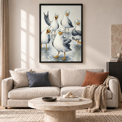 Crowd of Curious Seagulls Wall Art 2