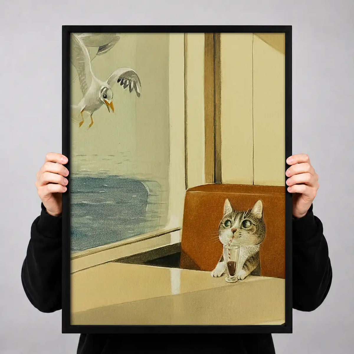 Curious Cat Riding on a Train Wall Art 3