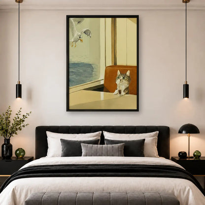 Curious Cat Riding on a Train Wall Art 4