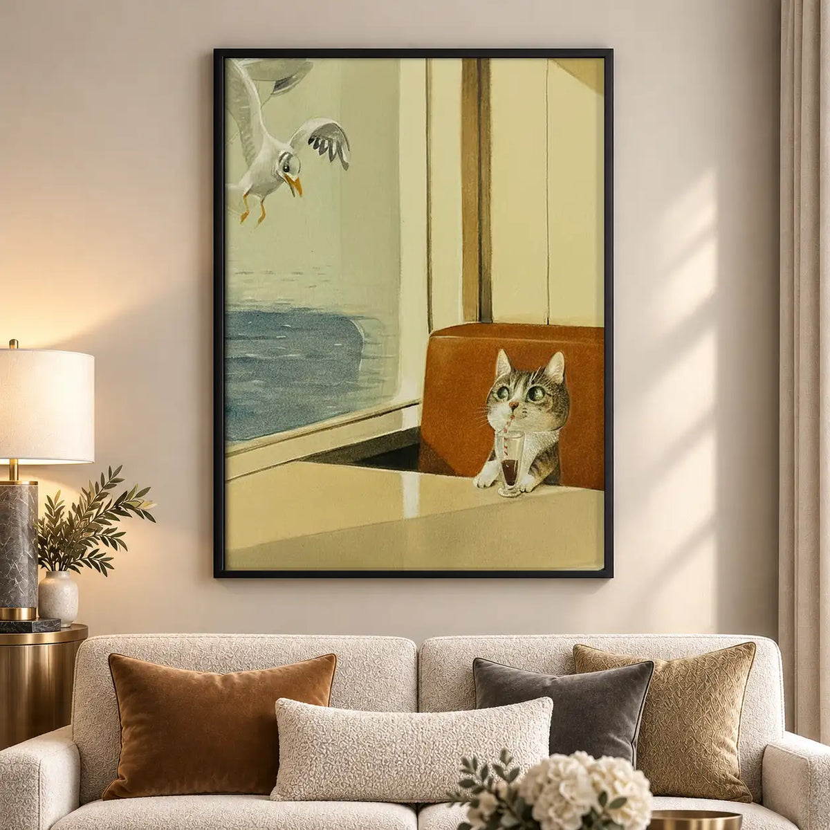 Curious Cat Riding on a Train Wall Art 5