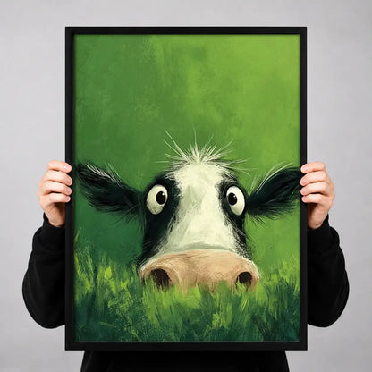 Curious Cow in Green Grass Wall Art 3