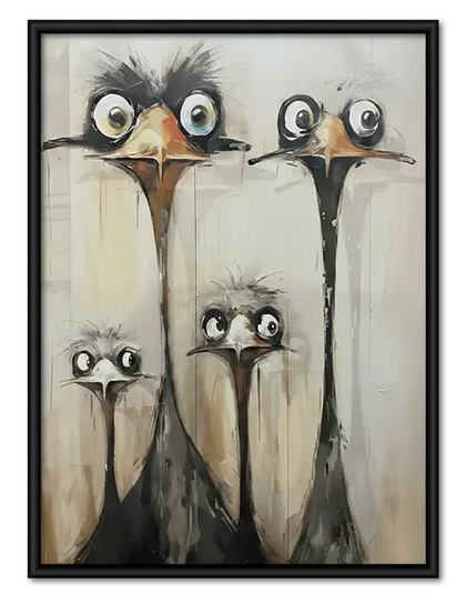 Curious Ostrich Head Group Wall Art