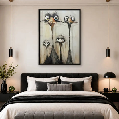 Curious Ostrich Head Group Wall Art 4