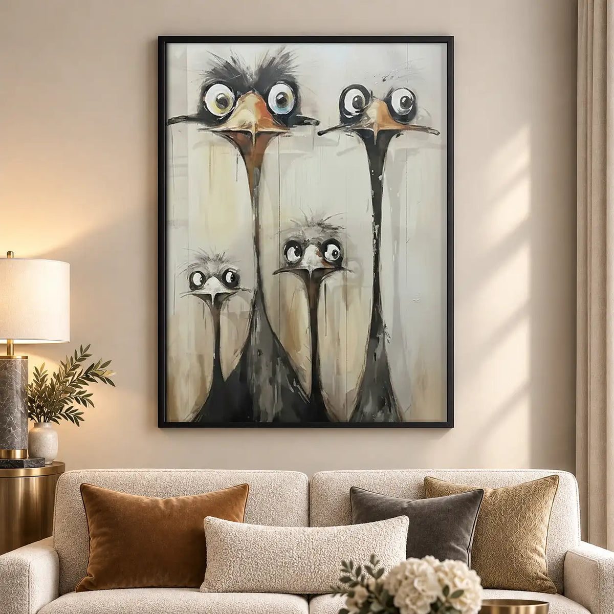 Curious Ostrich Head Group Wall Art 5
