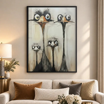Curious Ostrich Head Group Wall Art 5